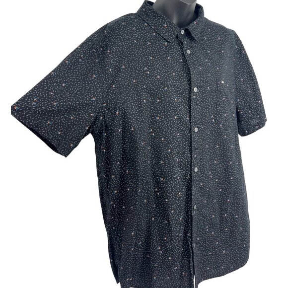 Quiksilver Men Short Sleeve Button Up Shirt Black Regular Fit Large L Surf EUC - Picture 3 of 7